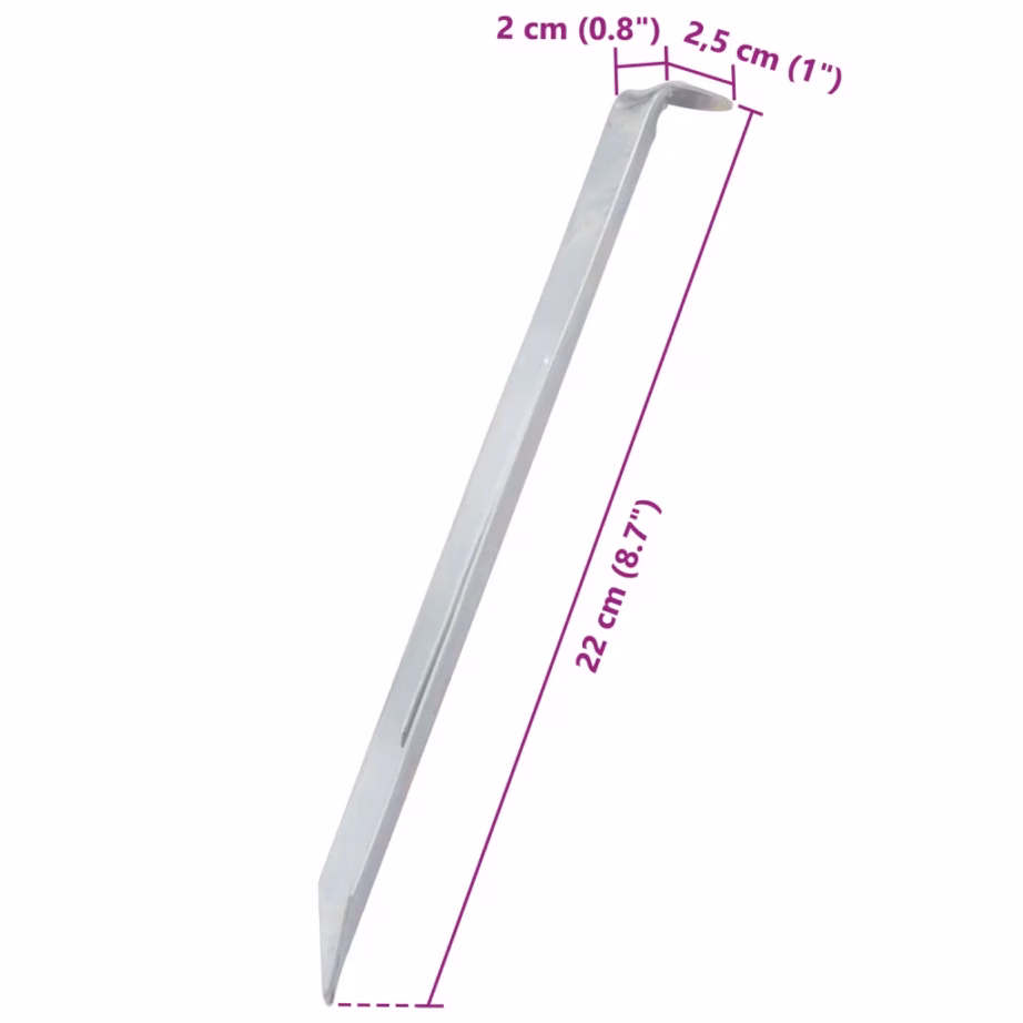 Tsingitud terasest telgivaiad, 24 tk, 22 cm, Ø20 mm, hõbedased - 7