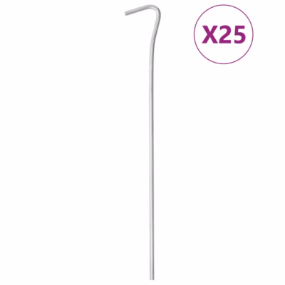 Telgivaiad konksuga, 25 tk, tsingitud teras, hõbedane, 23 cm, Ø4 mm