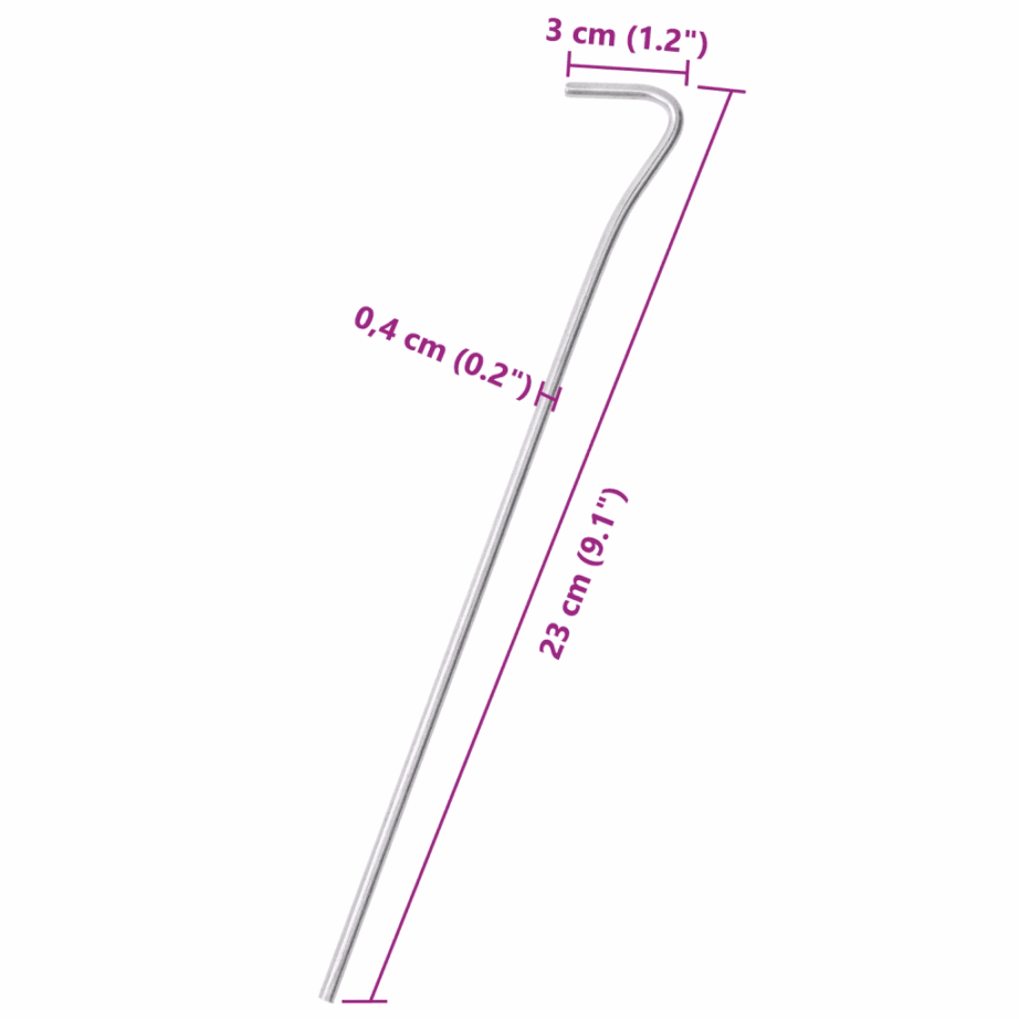 Telgivaiad konksuga, 25 tk, tsingitud teras, hõbedane, 23 cm, Ø4 mm - 5