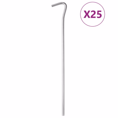 Tsingitud terasest telgivaiad konksuga, 25 tk, 23 cm, 5 mm
