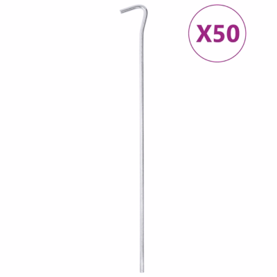 Tsingitud terasest telgivaiad konksuga, 50 tk, 30 cm, Ø 5 mm