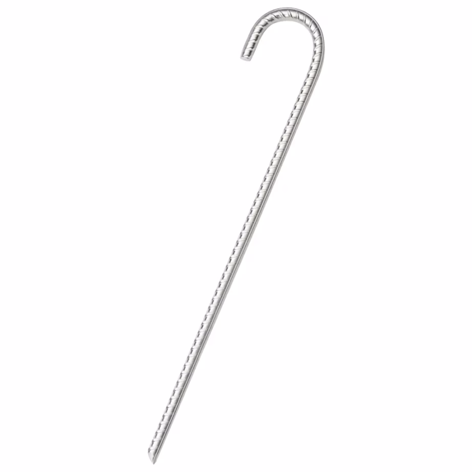 Tsingitud terasest telgivaiad konksuga, 12 tk, 37 cm, Ø10 mm - 2