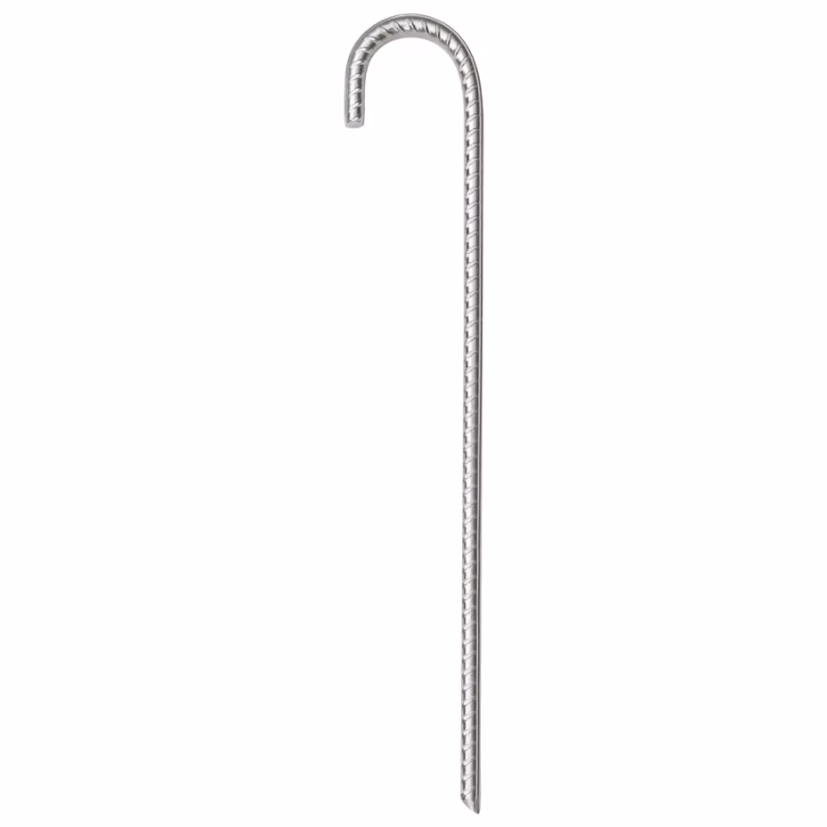 Tsingitud terasest telgivaiad konksuga, 12 tk, 37 cm, Ø10 mm - 3