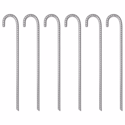 Tsingitud terasest telgivaiad konksuga, 6 tk, 41,5 cm Ø12 mm