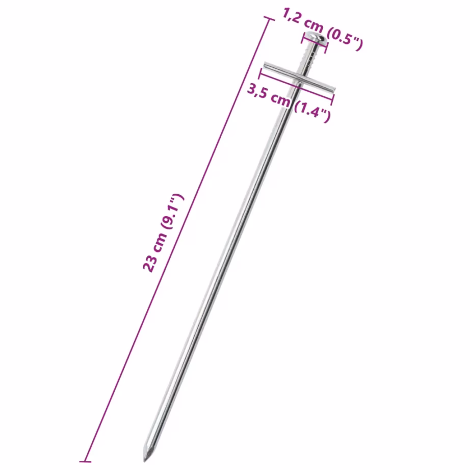 Tsingitud terasest telgivaiad T-peaga, 23 cm, 24 tk - 5