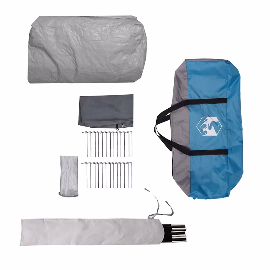 Tunnelitelk 6-le verandaga, sinine/hall, 700 x 590 x 215 cm - 11