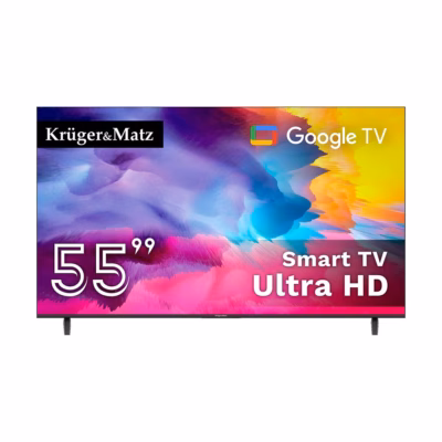 LCD-teler Kruger & Matz KM0255UHD-G, 55" (139 cm) UHD Smart TV, Wi‑Fi, must