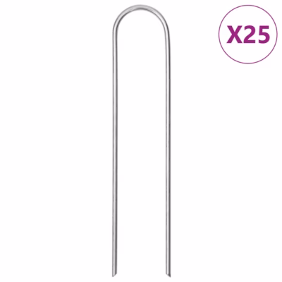 U-kujulised maavaiad umbrohutõrje kanga ja katete kinnitamiseks, 25 tk, tsingitud teras, 15 x 3,5 cm