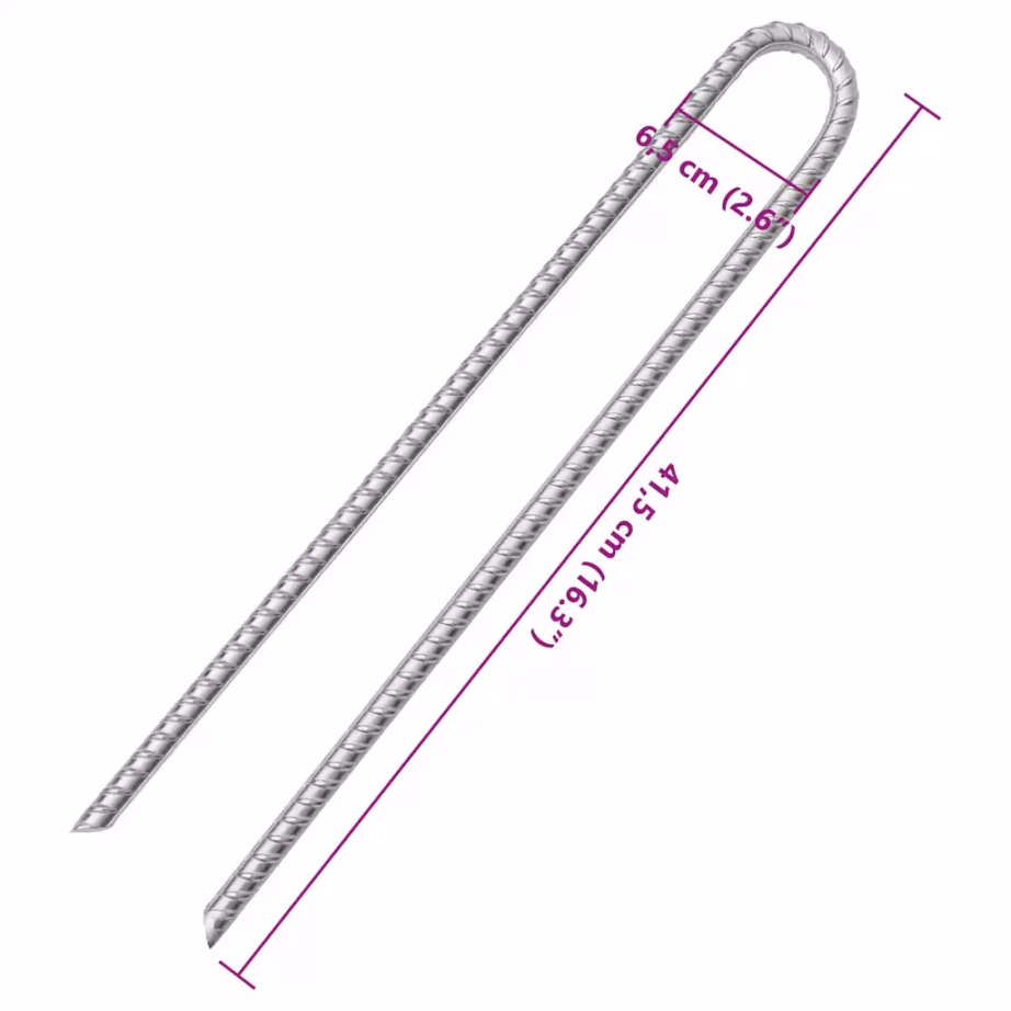 U-kujulised telgivaiad, tsingitud teras, 12 tk, 41,5 cm, Ø12 mm - 5