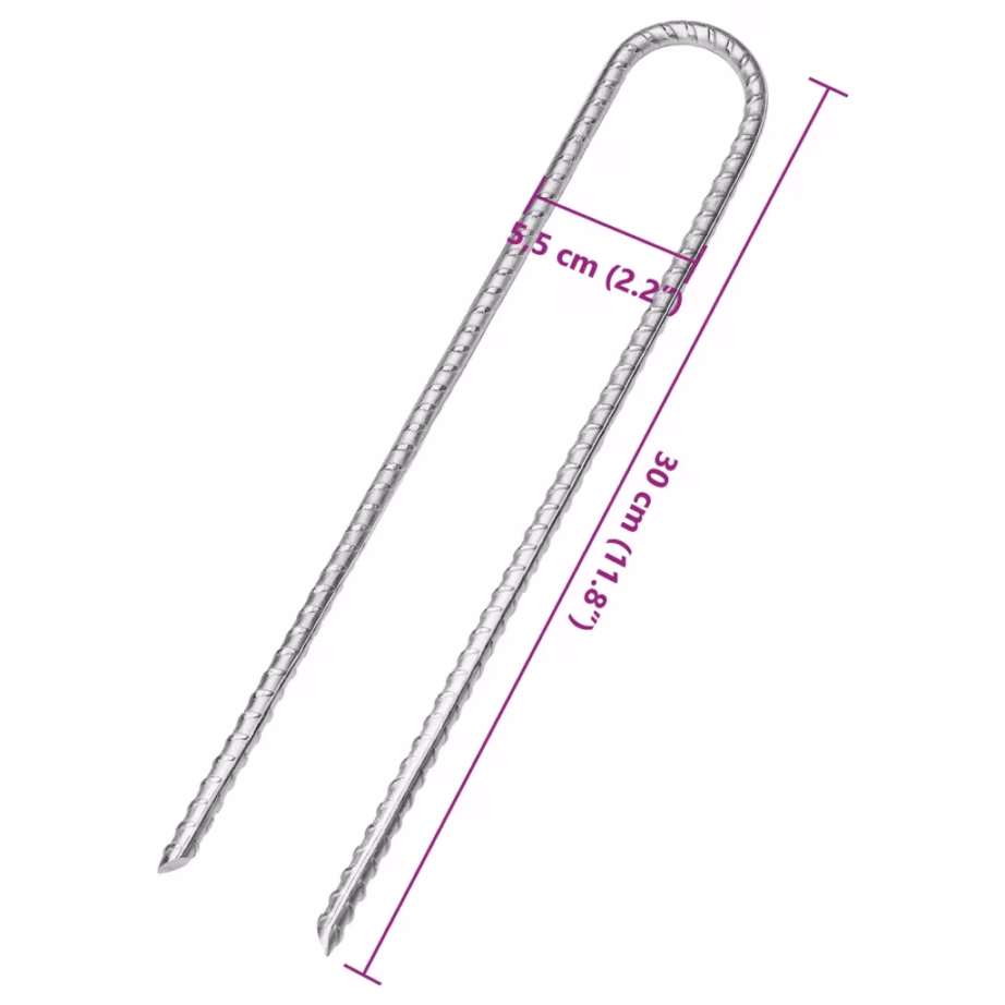 U-kujulised telgivaiad, 12 tk, tsingitud teras, 30 cm, Ø7 mm - 5