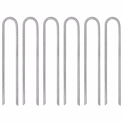 U-kujulised tsingitud terasest telgivaiad, 6 tk, 30 cm, Ø 7 mm