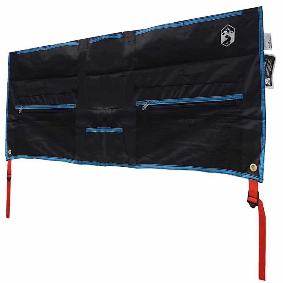 Riputatav väline hoiukott taskutega, must-sinine Oxford-kangas, 98 x 47 cm - 2