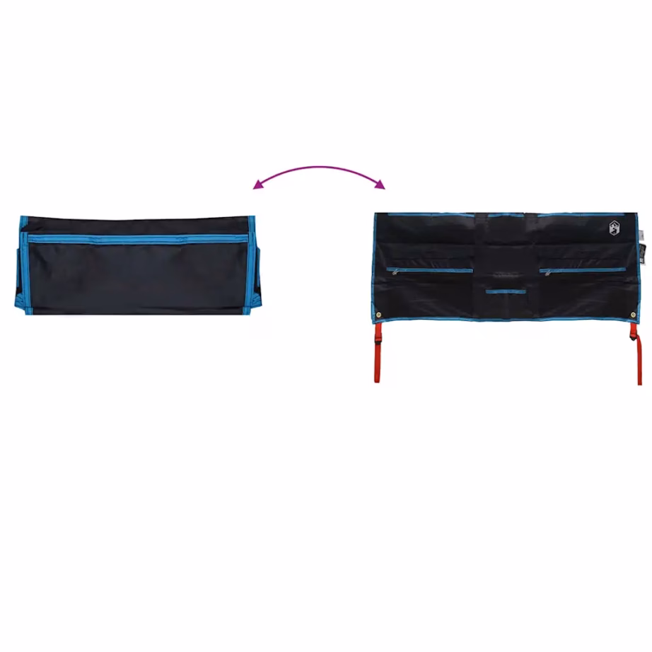 Riputatav väline hoiukott taskutega, must-sinine Oxford-kangas, 98 x 47 cm - 9