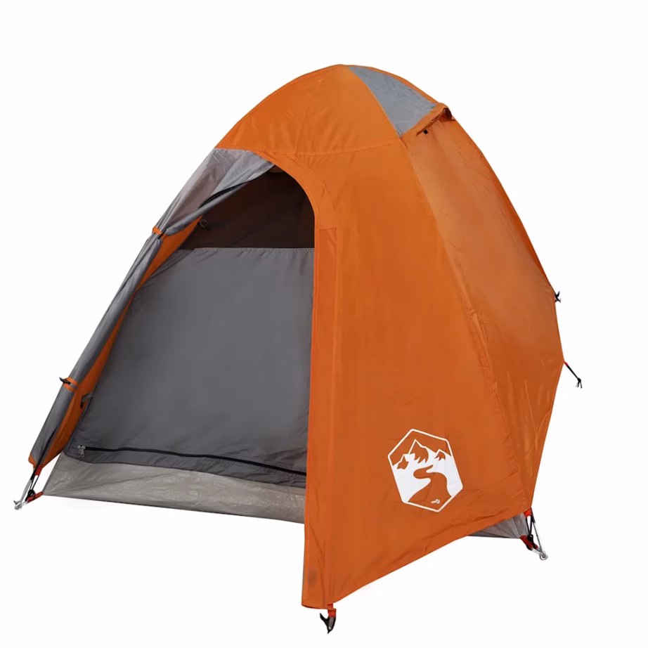 Veekindel kuppelmatkatelk 2 inimesele, oranž, PU-kattega 185T polüester, eemaldatava vihmakatte ja E-pordiga, 254 x 135 x 112 cm - 4