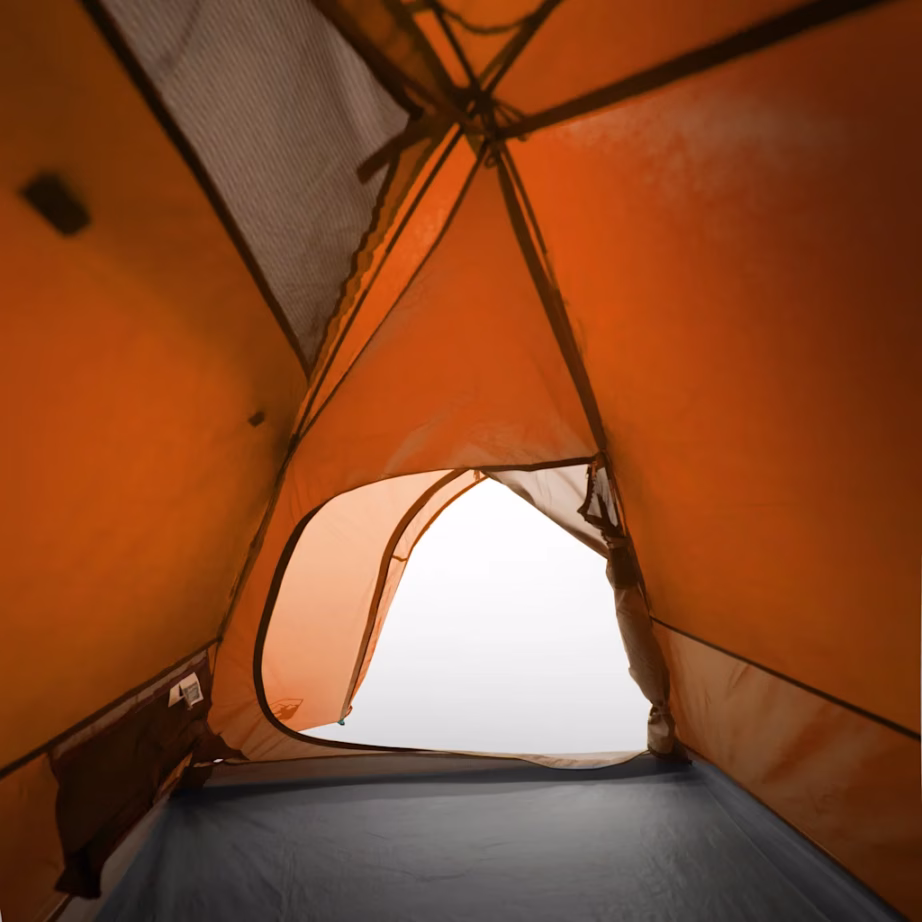 Veekindel kuppelmatkatelk 2 inimesele, oranž, PU-kattega 185T polüester, eemaldatava vihmakatte ja E-pordiga, 254 x 135 x 112 cm - 10