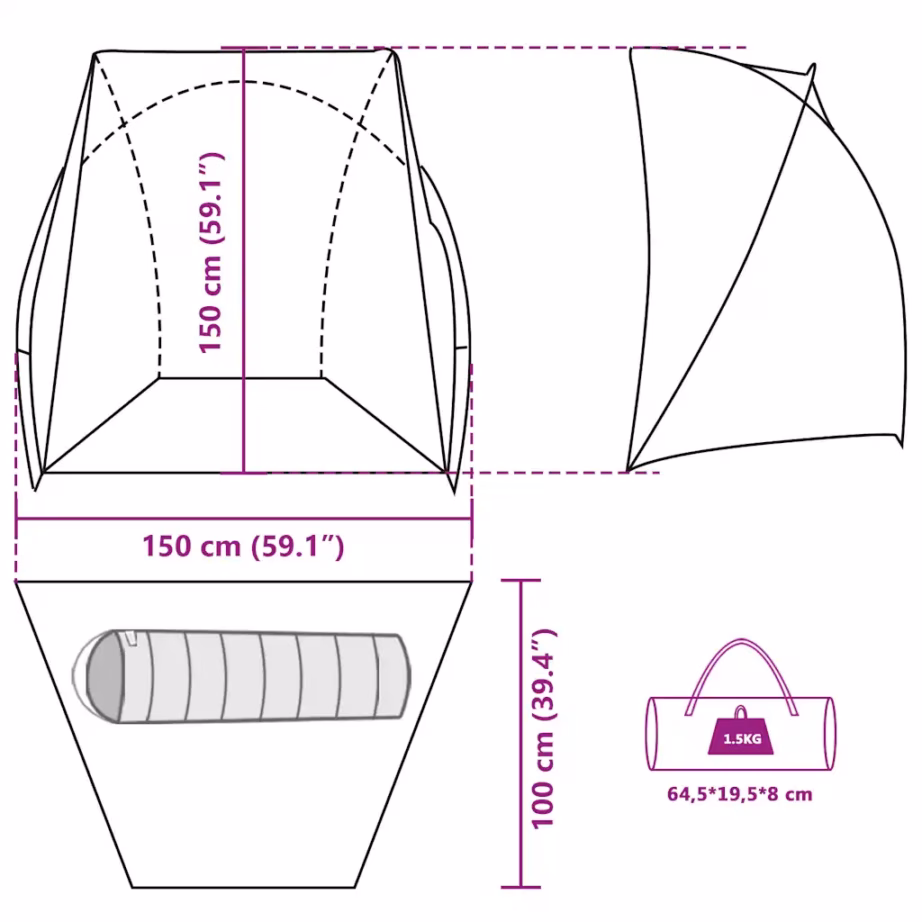 Veekindel kalastustelk oliiviroheline, PU-kattega 185T polüster, 150 x 100 x 150 cm - 13