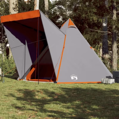 Veekindel tipi peretelk 6 inimesele, hall ja oranž, PU-kattega polüester, 408 x 350 x 240 cm