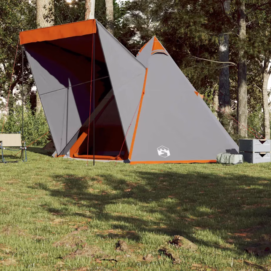 Veekindel tipi peretelk 6 inimesele, hall ja oranž, PU-kattega polüester, 408 x 350 x 240 cm - 4