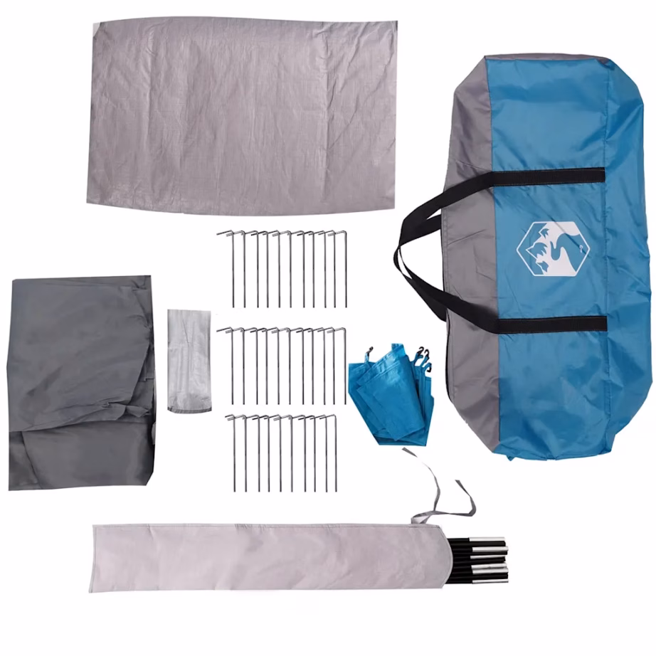 Veekindel tunnel-peretelk verandaga, 8 inimesele, sinine, 610 x 244 x 198 cm - 11