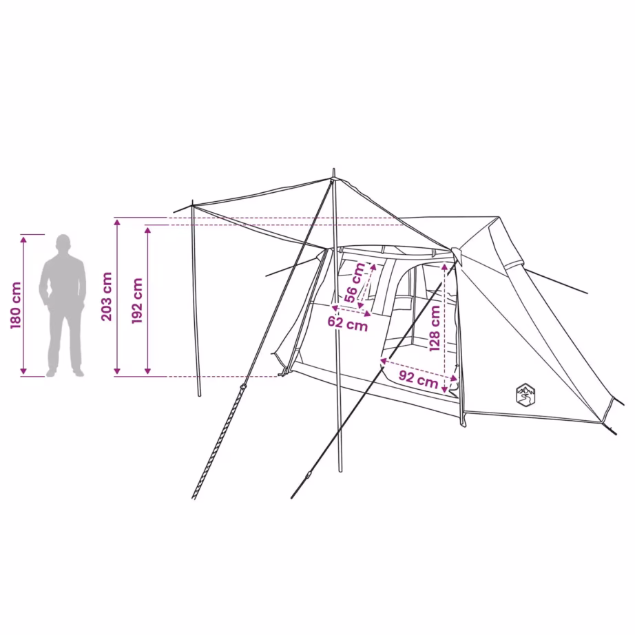 Tunnelitelk grupitelkimiseks, hall ja oranž, 475 x 220 x 192 cm - 12