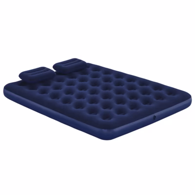 Bestway kahekohaline veluurkattega õhkmadrats padjade ja pumbaga, tumesinine, 203 x 152 x 22 cm