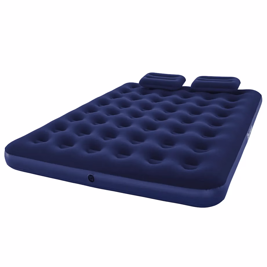 Bestway kahekohaline veluurkattega õhkmadrats padjade ja pumbaga, tumesinine, 203 x 152 x 22 cm - 2