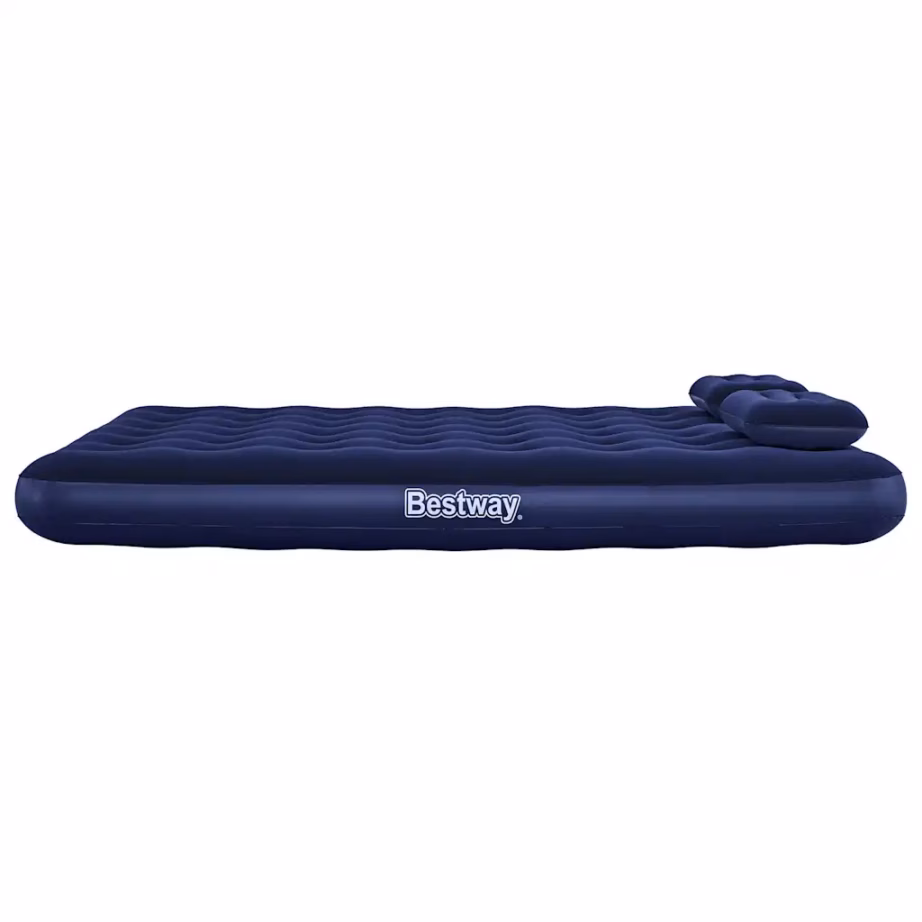 Bestway kahekohaline veluurkattega õhkmadrats padjade ja pumbaga, tumesinine, 203 x 152 x 22 cm - 11