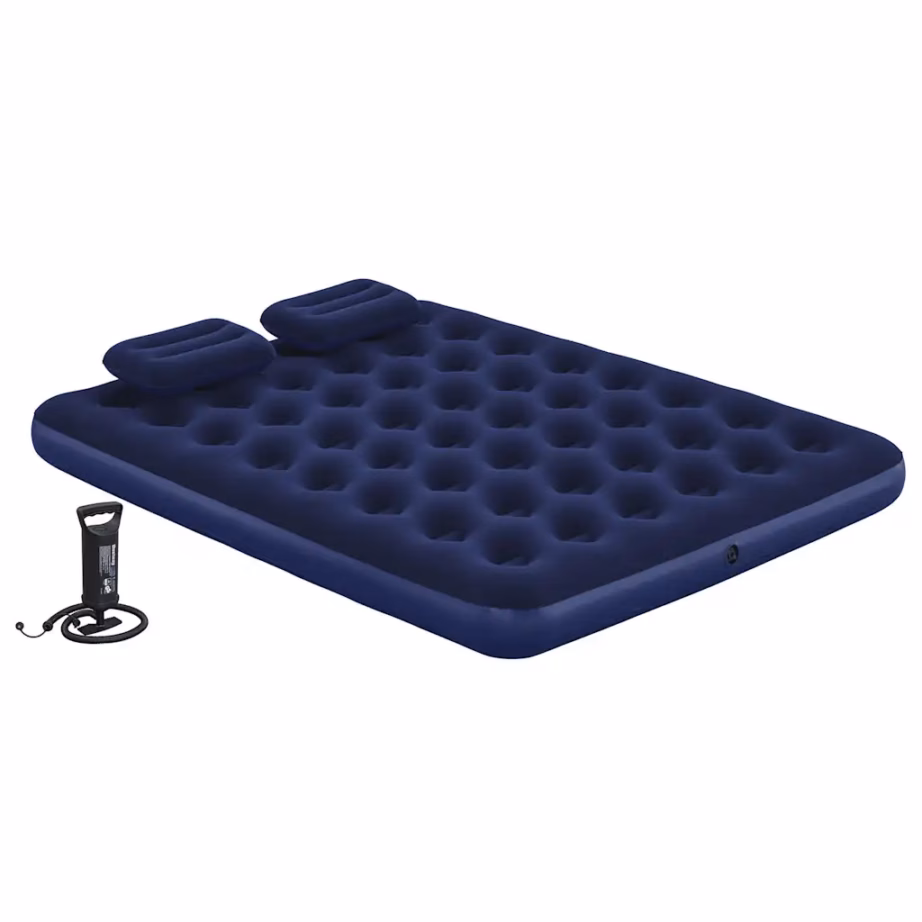 Bestway kahekohaline veluurkattega õhkmadrats padjade ja pumbaga, tumesinine, 203 x 152 x 22 cm - 4