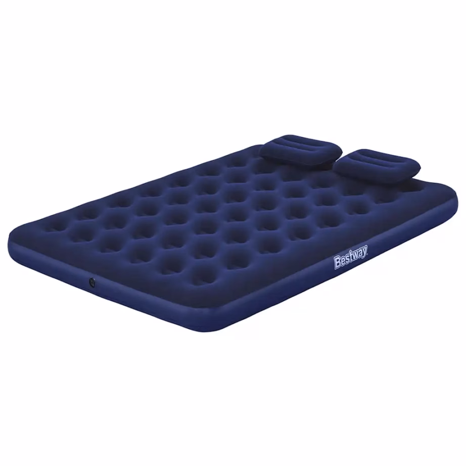 Bestway kahekohaline veluurkattega õhkmadrats padjade ja pumbaga, tumesinine, 203 x 152 x 22 cm - 5