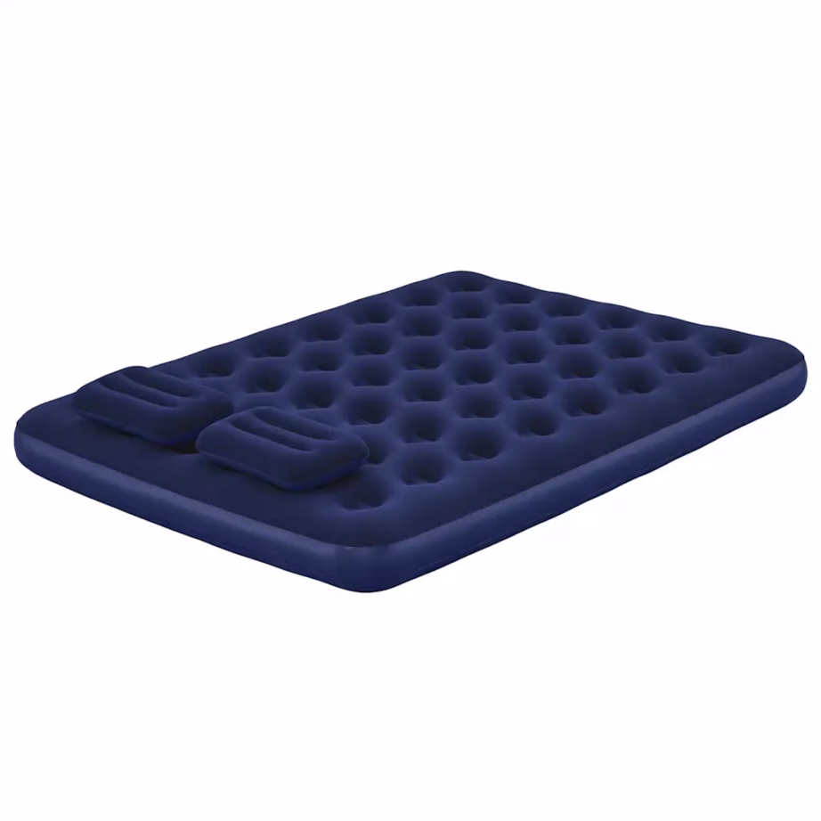 Bestway kahekohaline veluurkattega õhkmadrats padjade ja pumbaga, tumesinine, 203 x 152 x 22 cm - 6