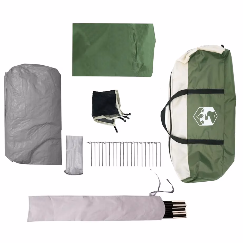 Veekindel verandaga matkatelk 4 inimesele, roheline, 515 x 370 x 220 cm - 11