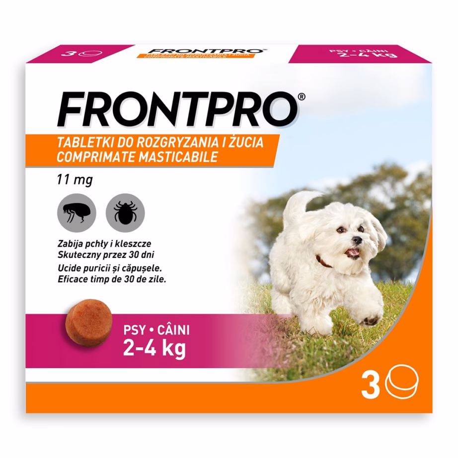Kirbu- ja puugitabletid koerale FrontPro (2–4 kg), 3 × 11,3 mg - 7