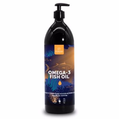 Liigeste, südame ning naha ja karvkatte toetav omega-3 kalaõli koertele ja kassidele POKUSA, 500 ml