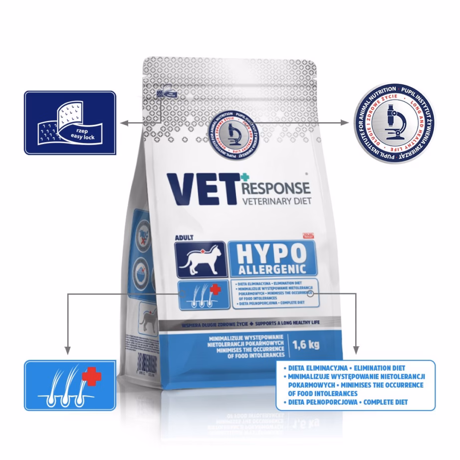 Kuivtoit täiskasvanud kassidele Vet Response Hypoallergenic, veiselihaga, 1,6 kg - 3
