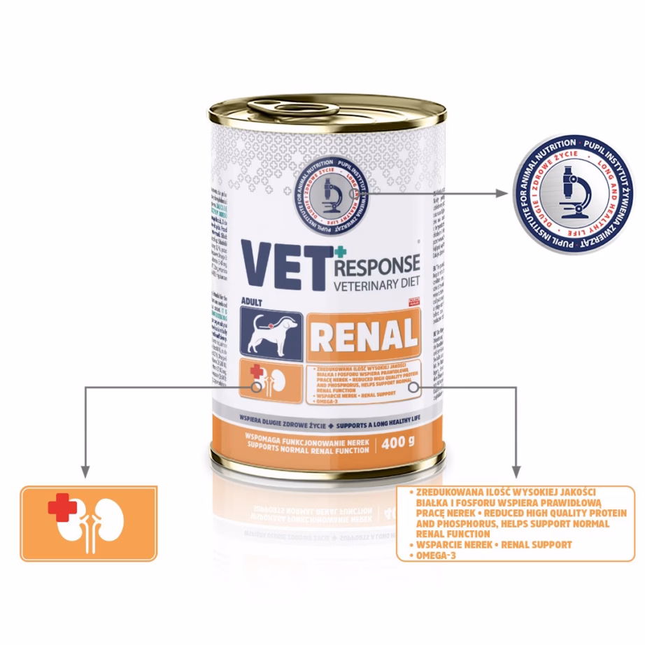 Märg koeratoit Vet Response Renal kana, 400 g (konserv) - 3