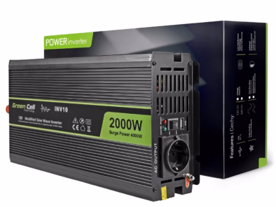 Auto inverter Roheline Cell INV10, 12 V DC → 230 V AC, 2000 W, Type C pistik