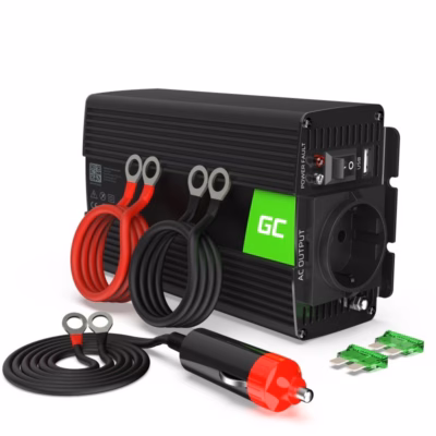 Auto inverter Roheline Cell INV02DE, 24 V–230 V, 300 W, USB-pesaga