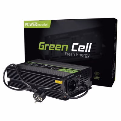 Auto inverter Roheline Cell INV07, 300 W, 12 V sisend → 230 V väljund, Type C, must