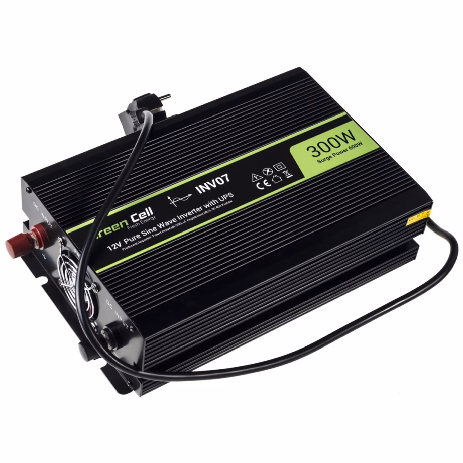 Auto inverter Roheline Cell INV07, 300 W, 12 V sisend → 230 V väljund, Type C, must - 5