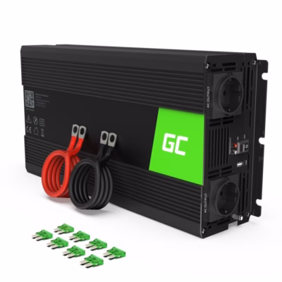 Auto inverter Roheline Cell INV24, 24 V DC–230 V AC, 1500 W, 1× USB, must