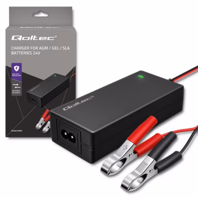 Akulaadija Qoltec 52665 AGM/GEL/STD akudele, 24 V, 2 A, 48 W, LED, 1,8 m kaabel