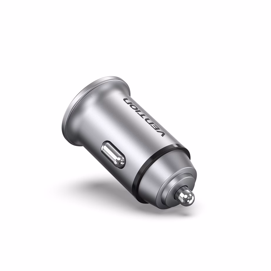 Autolaadija Vention Mini Style, USB-C + USB-A, 30 W, hall alumiinium - 6