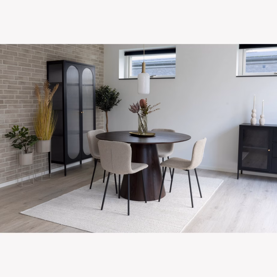 Ümmargune tumepruun söögilaud MDF-ist pähklispooniga Bolton Ø120 cm - 2