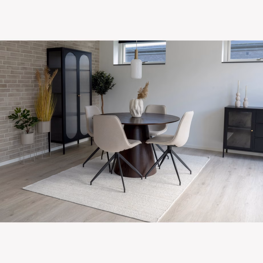 Ümmargune tumepruun söögilaud MDF-ist pähklispooniga Bolton Ø120 cm - 3