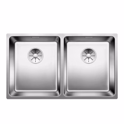 Alt paigaldatav köögivalamu BLANCO ANDANO 340/340-U, roostevaba teras, 2 kaussi, 80 cm aluskapile