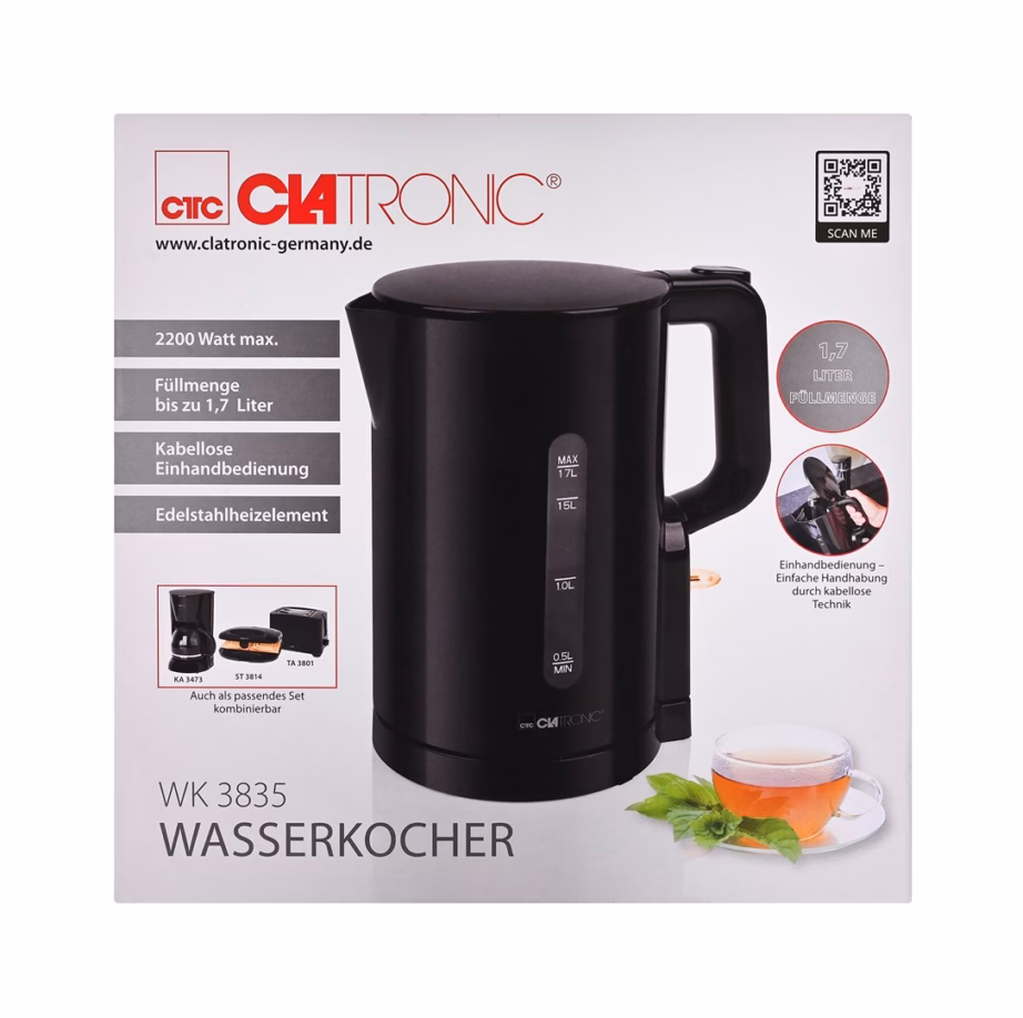 Veekeetja Clatronic WK 3835, 1,7 l, must - 3