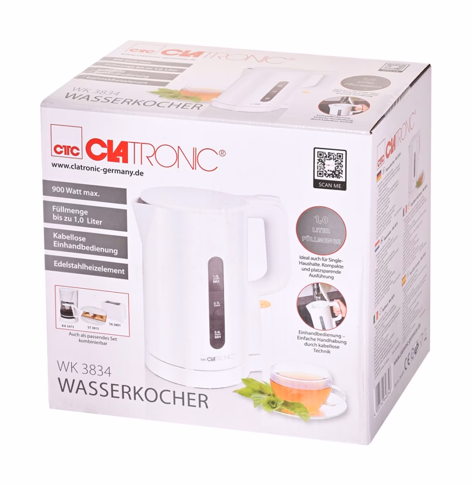 Veekeetja Clatronic WK 3834, 1 l, valge - 6