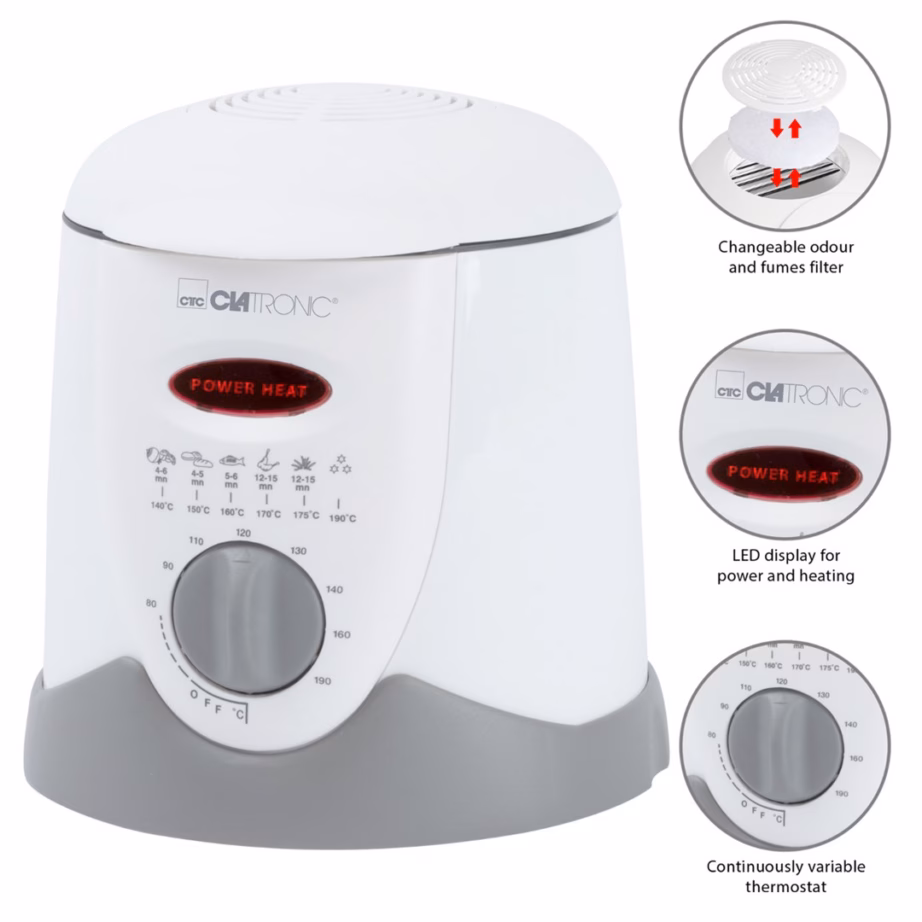 Õlifondüüfunktsiooniga fritüür Clatronic FFR 2916, 1 l, valge/hall - 5