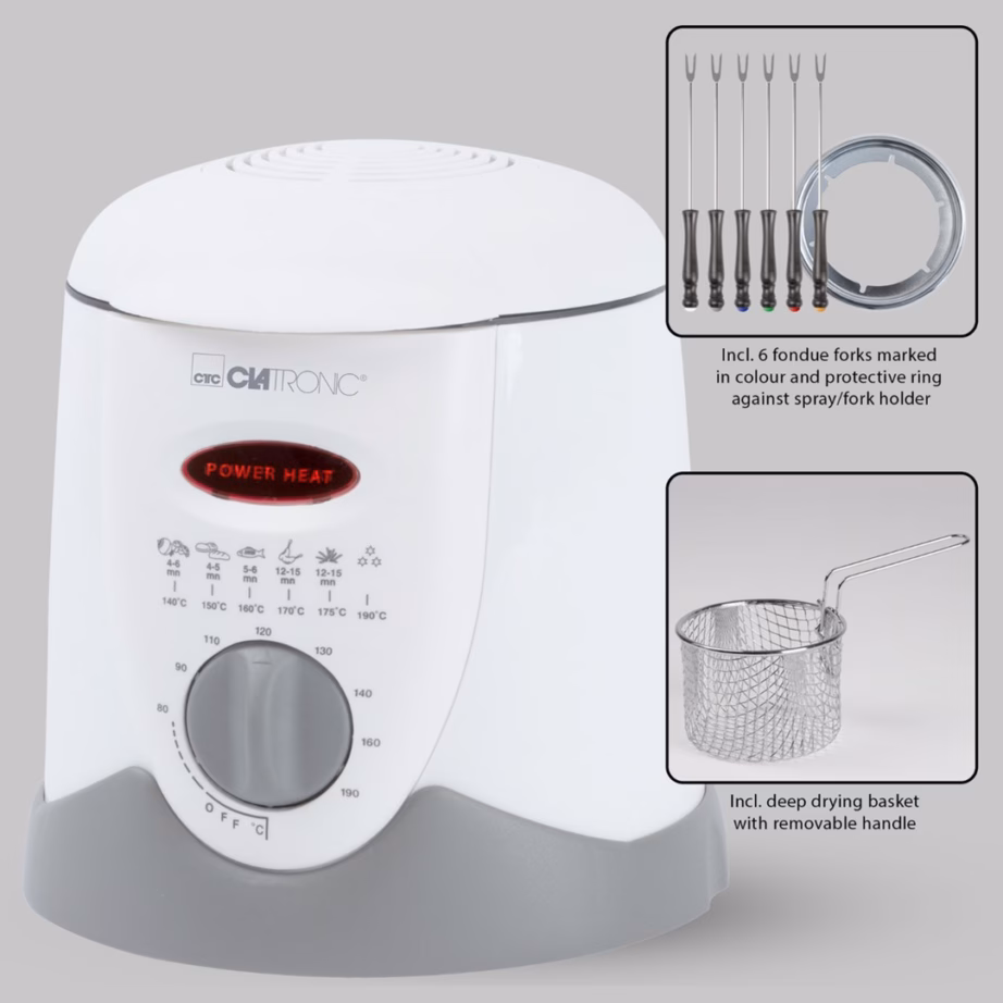 Õlifondüüfunktsiooniga fritüür Clatronic FFR 2916, 1 l, valge/hall - 6