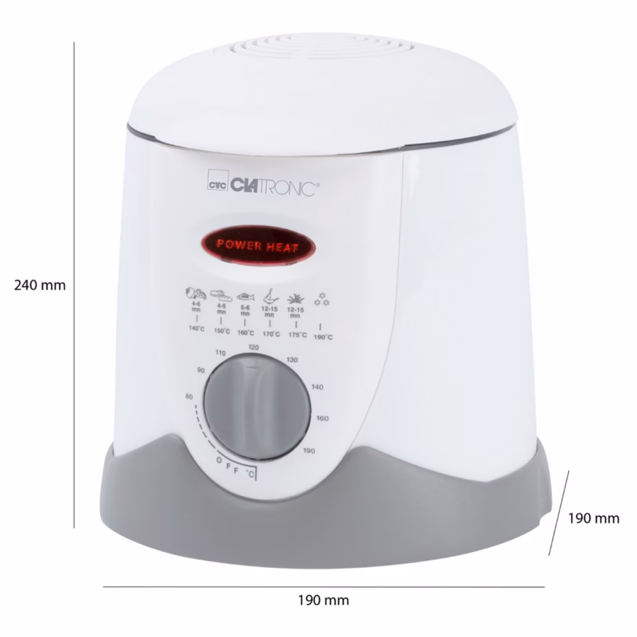 Õlifondüüfunktsiooniga fritüür Clatronic FFR 2916, 1 l, valge/hall - 9